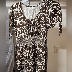 Merona Scroll Pattern Brown Dress